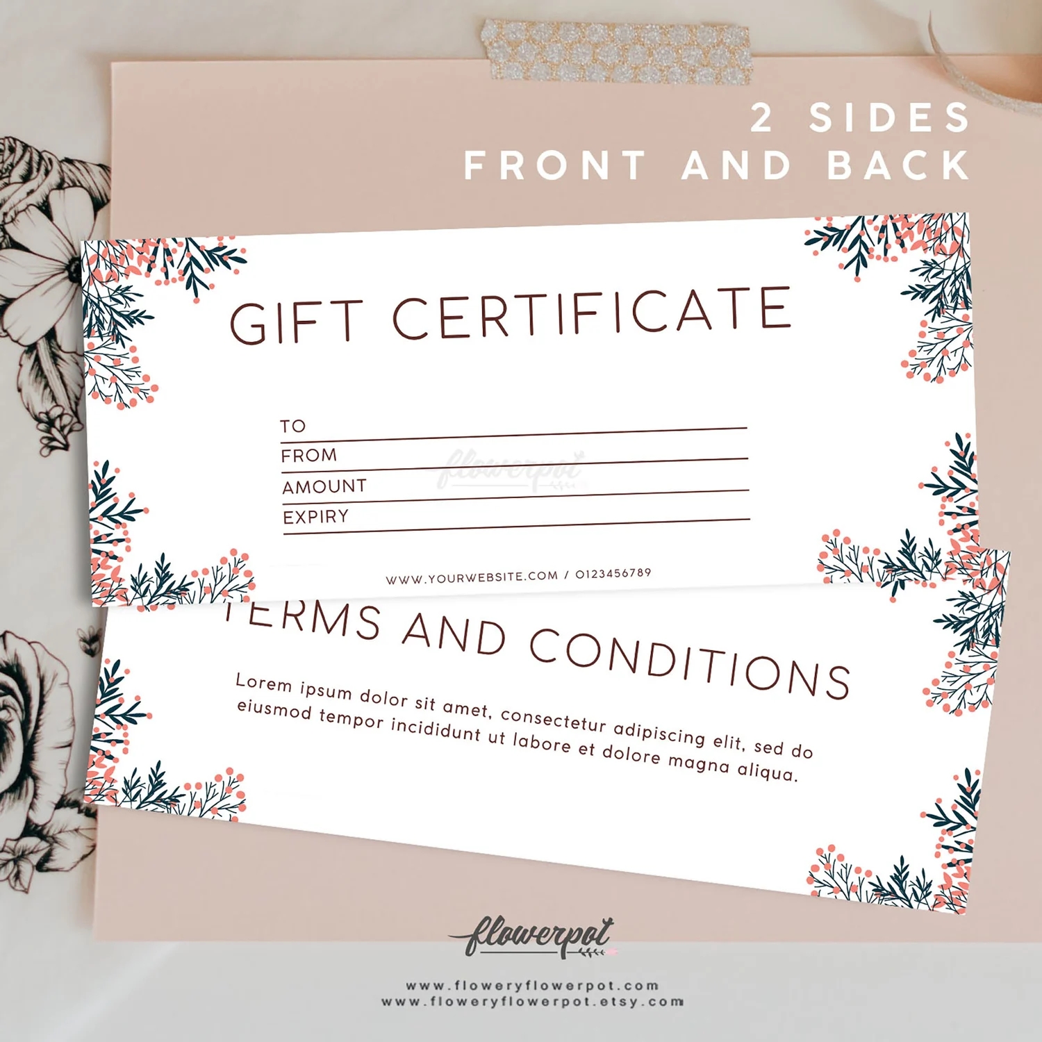 Salon Gift Certificate Gift Voucher Template Spa Gift Card Printable For Teacher Wedding Gift For Bridesmaid Massage Gift Certificate GC036
