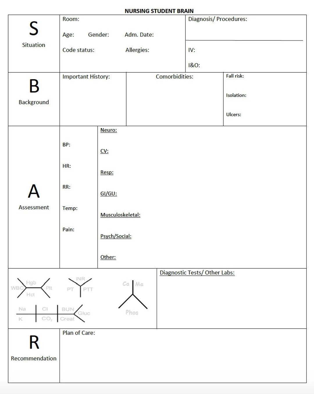 SBAR Nursing Brain Sheet Etsy