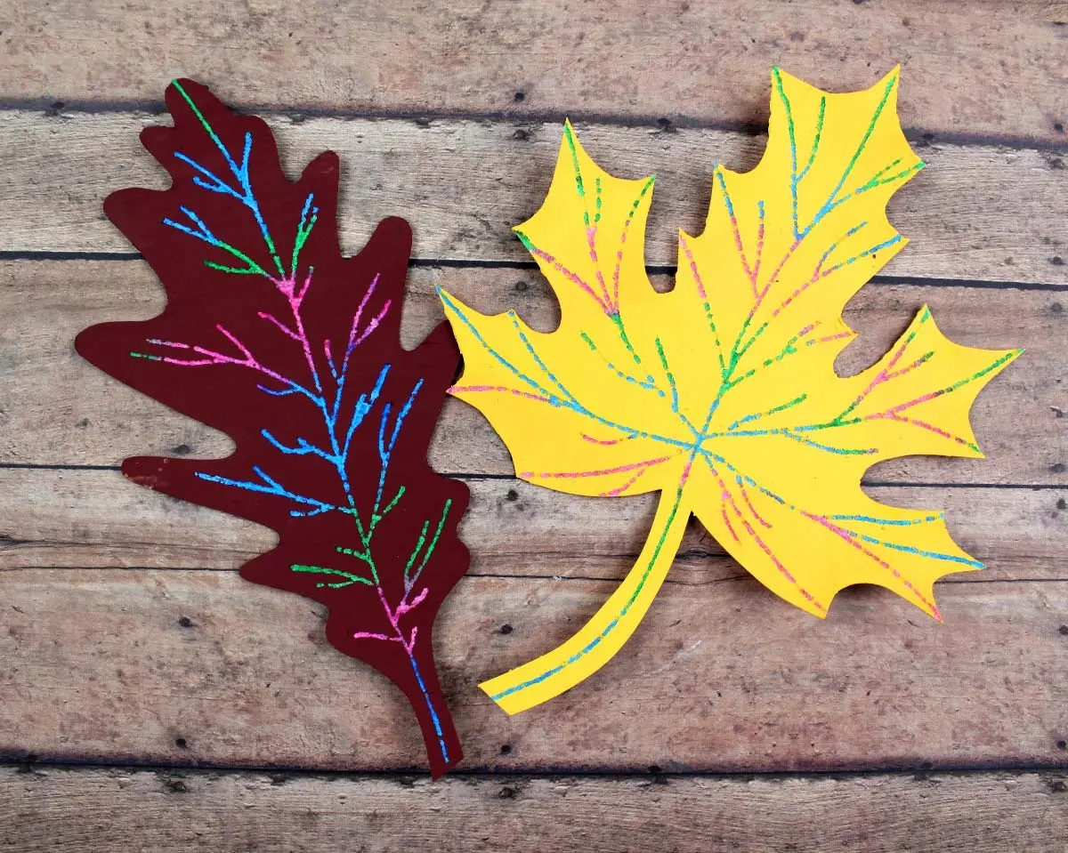 Scratch Art Fall Leaf Craft Moms And Crafters