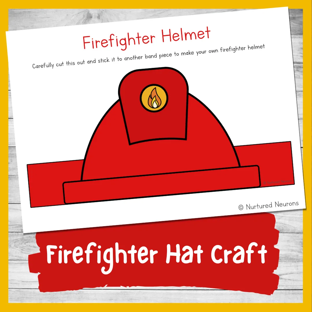 Simple Firefighter Hat Craft Transport Dramatic Play Printable Nurtured Neurons