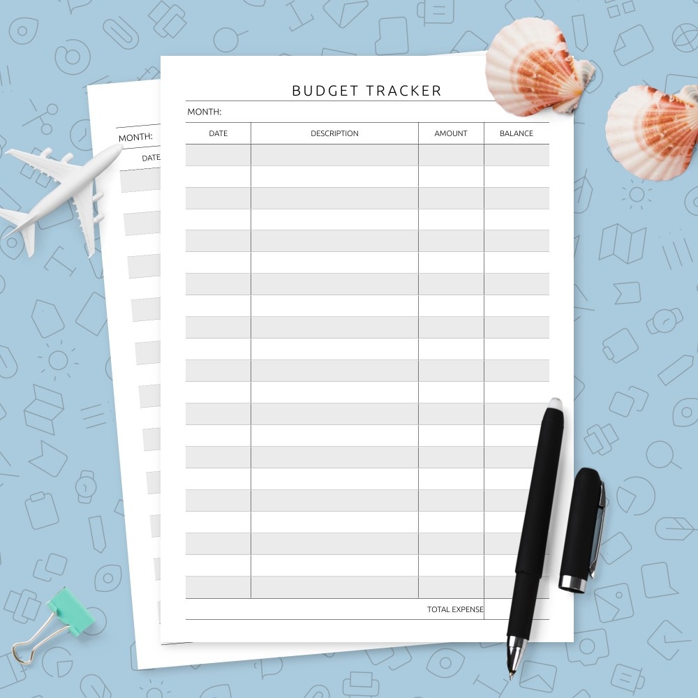 Simple Monthly Budget Log Template Printable PDF