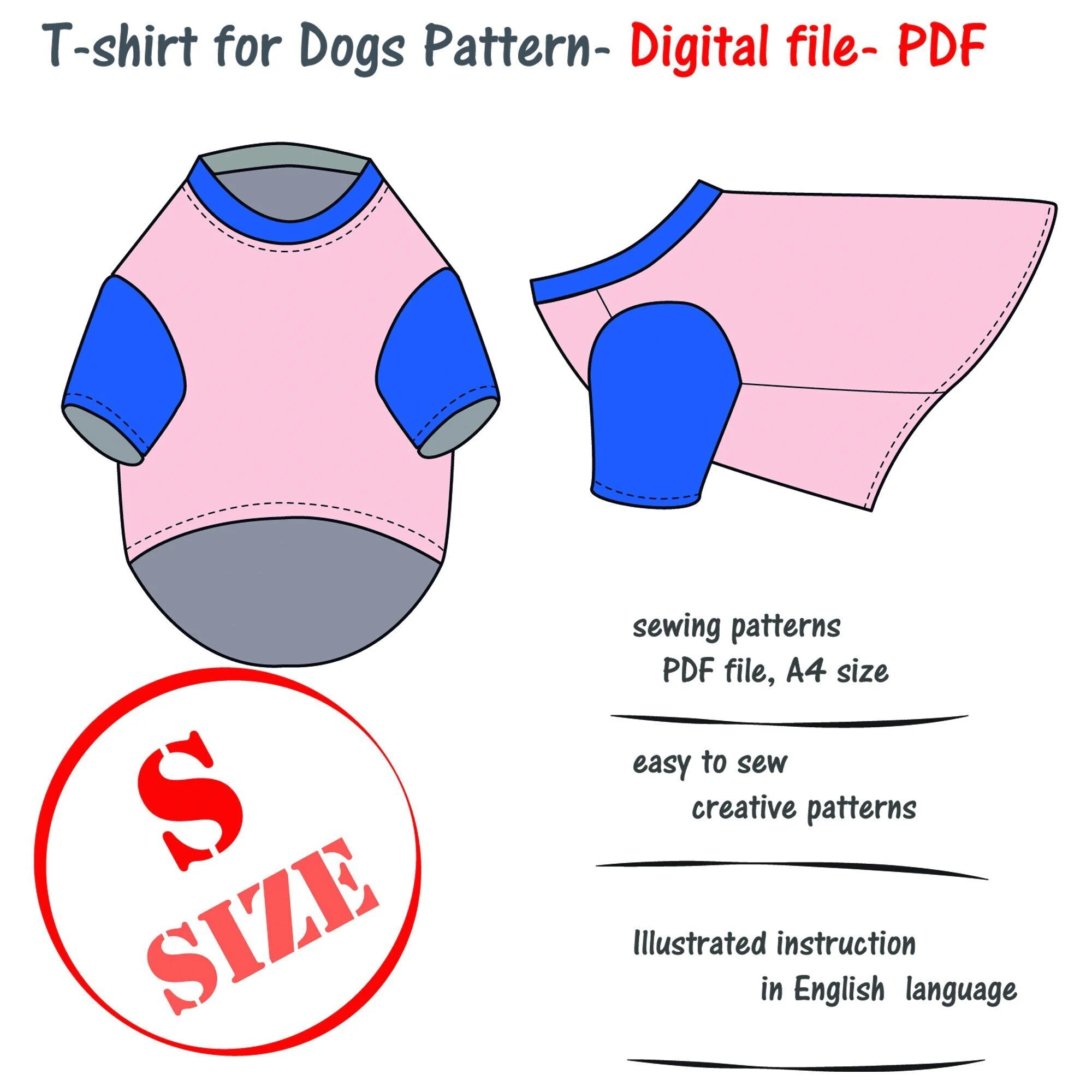 Small Dog s T shirt Sewing Pattern Small Dog Clothes Pattern Dog Sweater Pattern Blouse Dog PDF Clothes Pet Top Dog PDF Blouse Dog Etsy