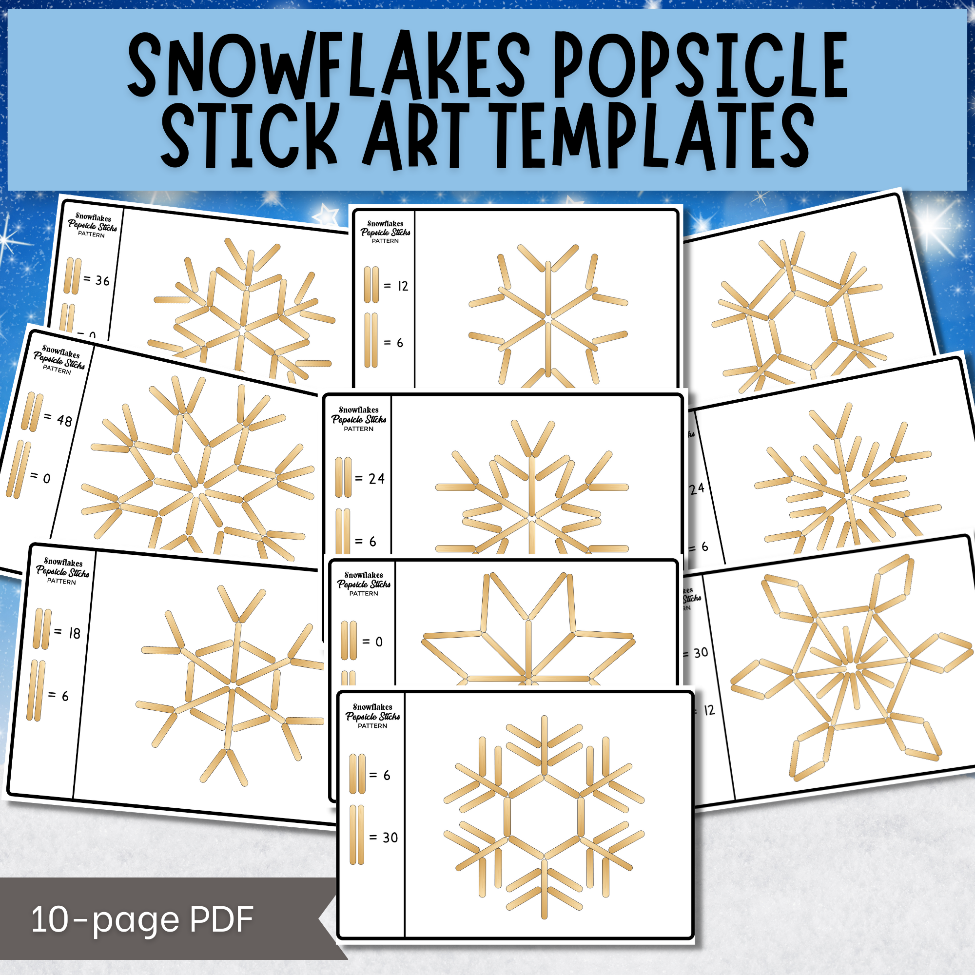 Snowflake Popsicle Stick Art Templates Heartmade Holidays