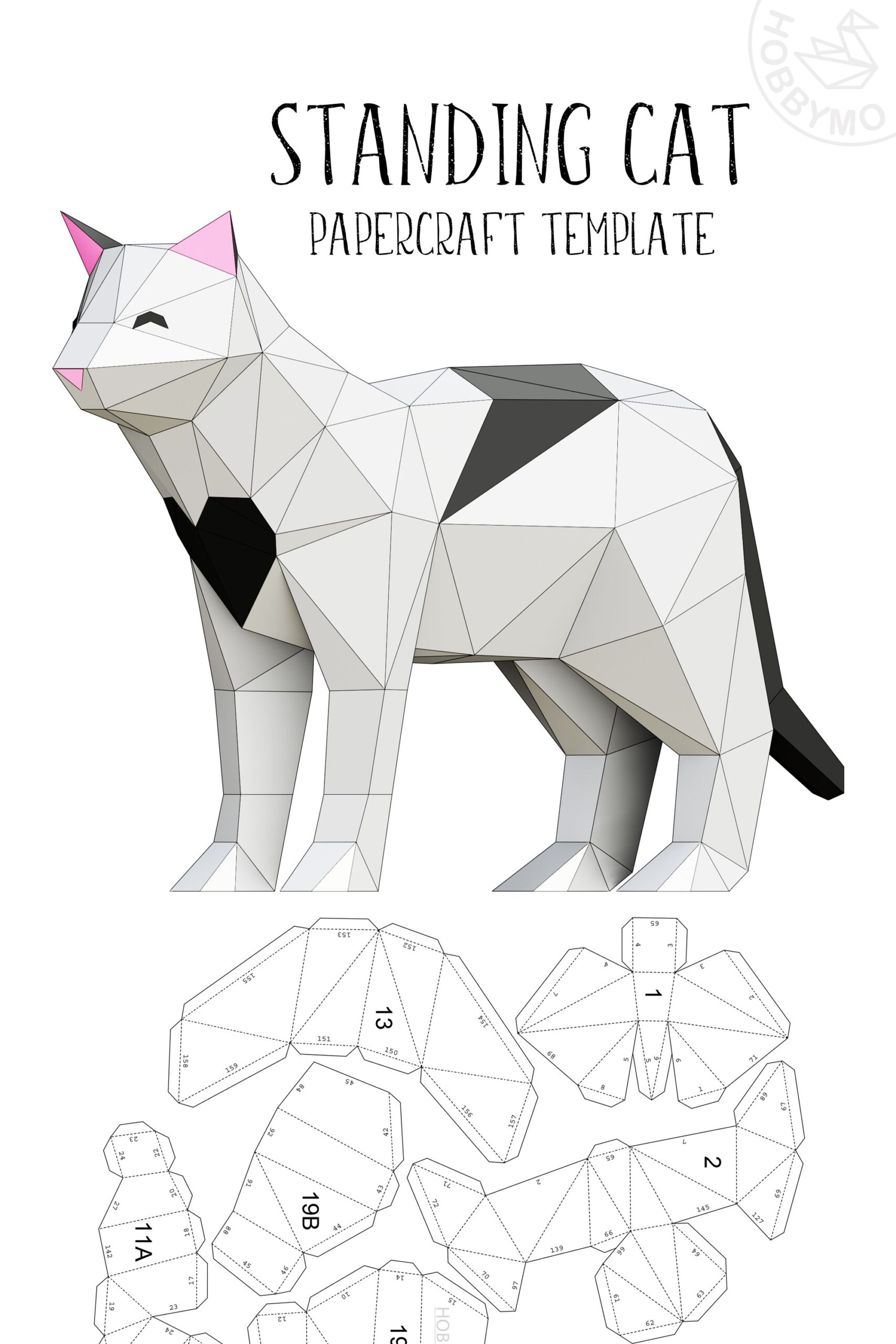 Standing Cat 3D Papercraft Template R PapercraftTemplate