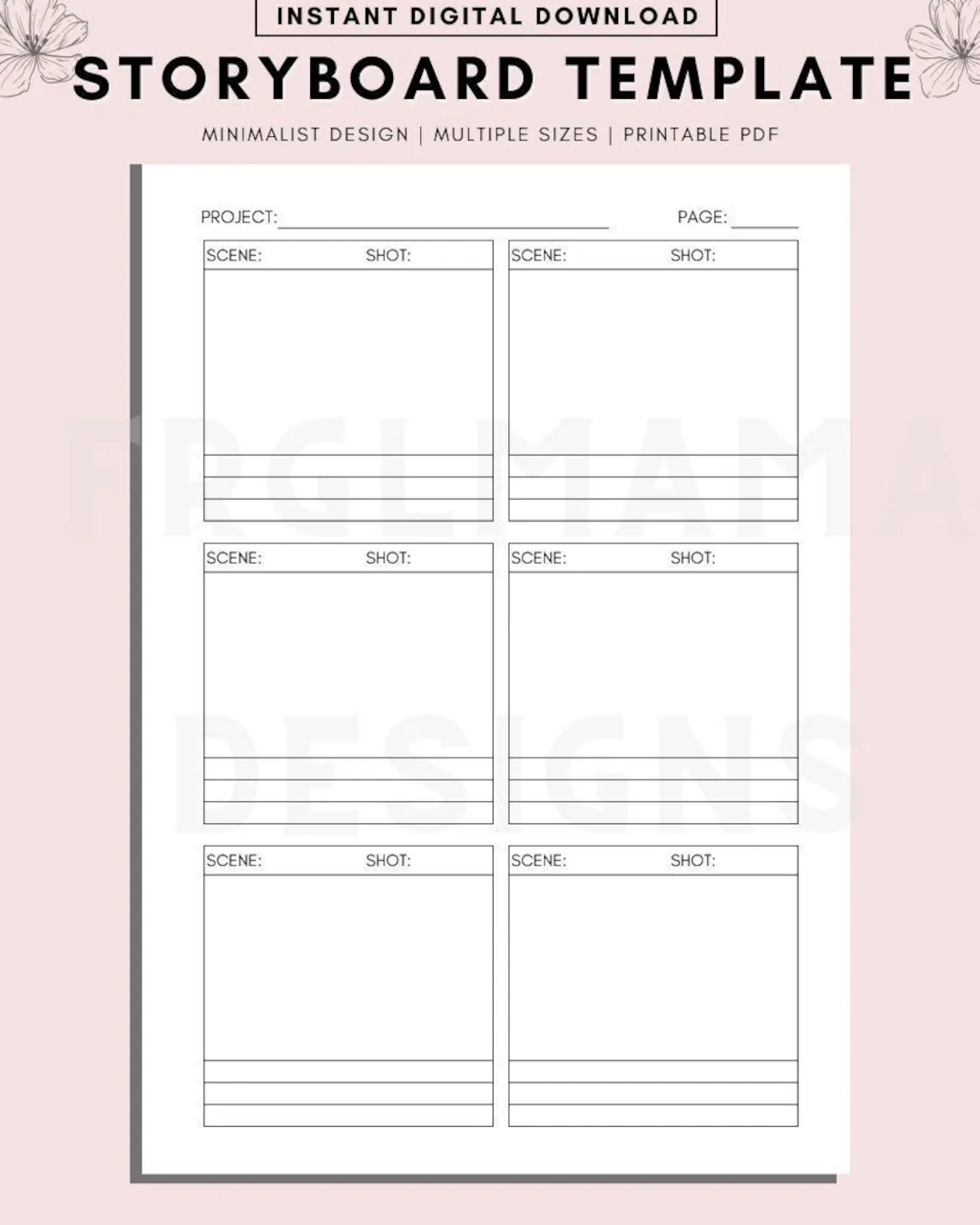 Storyboard Template Printable Storyboard Drawing Script Visualization Video Storyboard Aid Portrait Storyboard Story Illustration Etsy