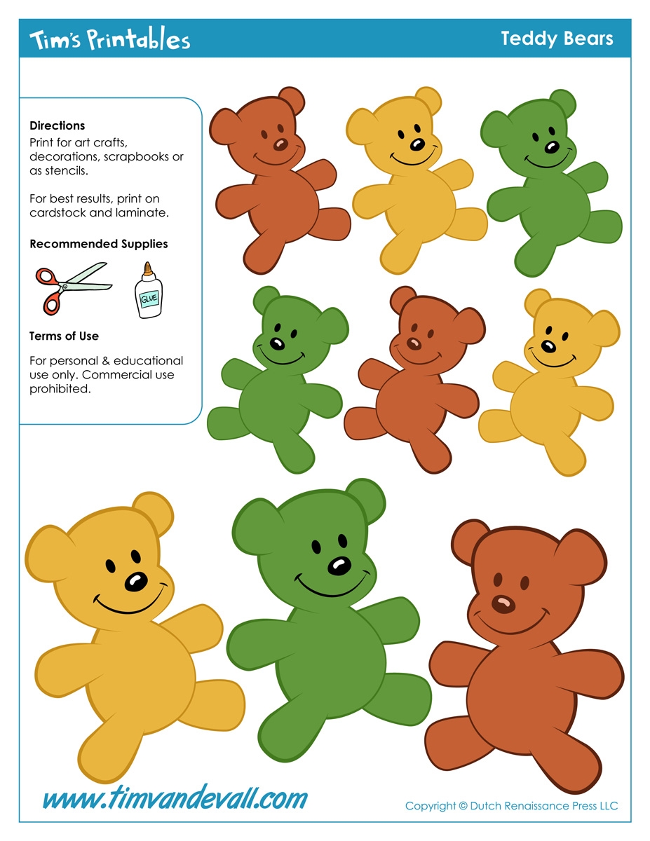 Teddy bear shapes Tim s Printables