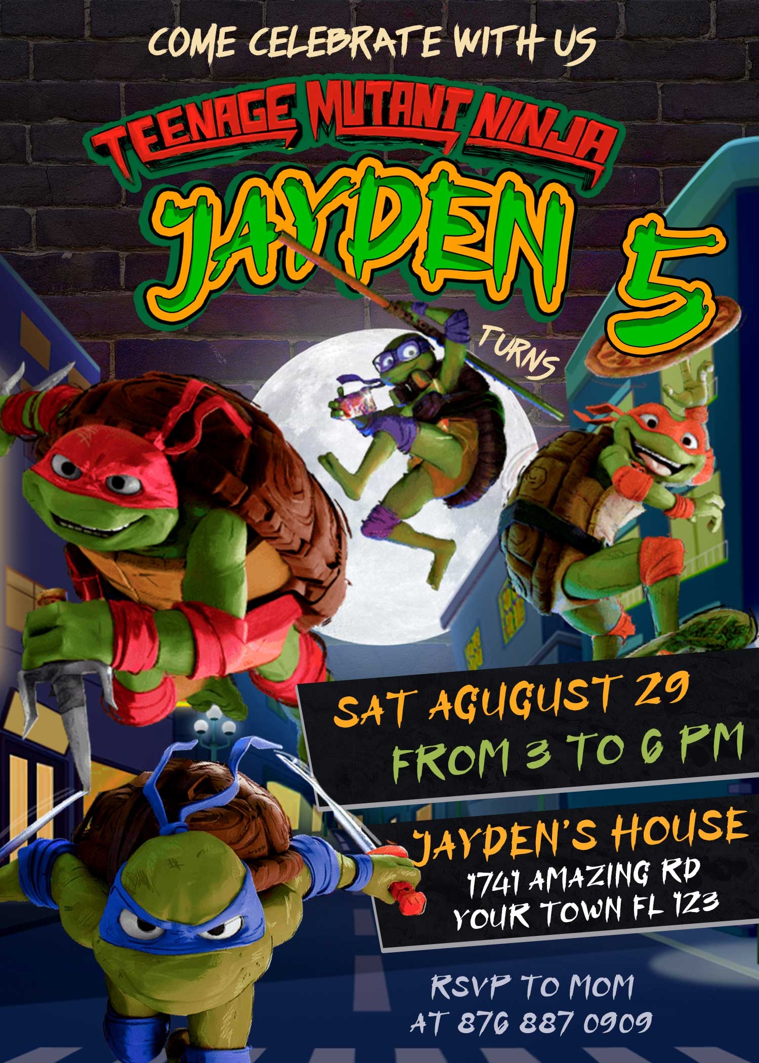 Free Printable Ninja Turtle Invitation Templates
