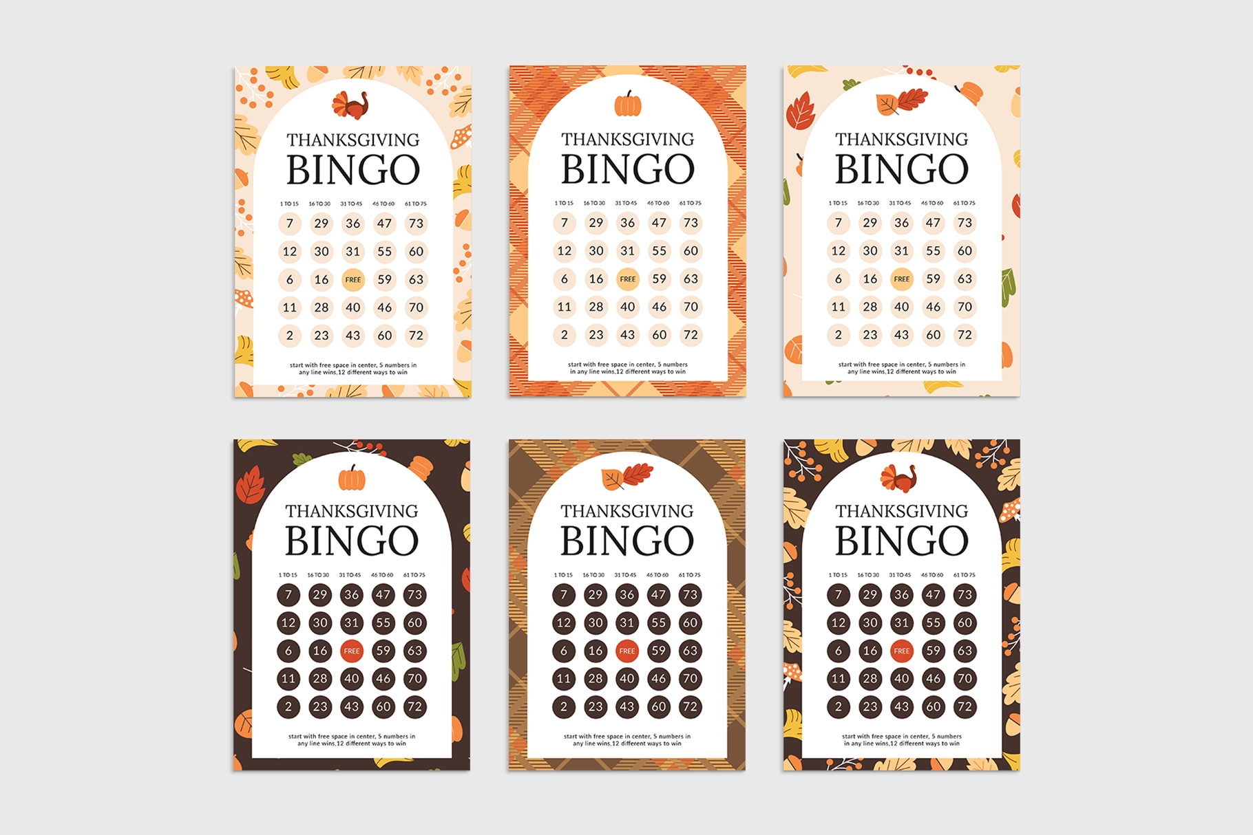 Thanksgiving Bingo Card Templates BrandPacks
