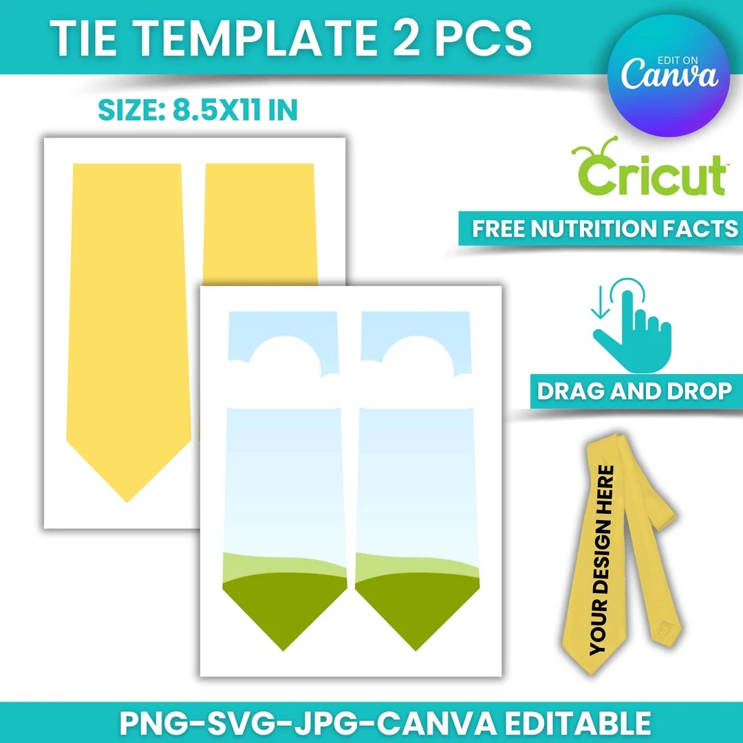 Tie Template Tie Sublimation Template Publisher Png Printable SVG Png DFX AI Drag And Drop Files For Cricut instant Download Etsy