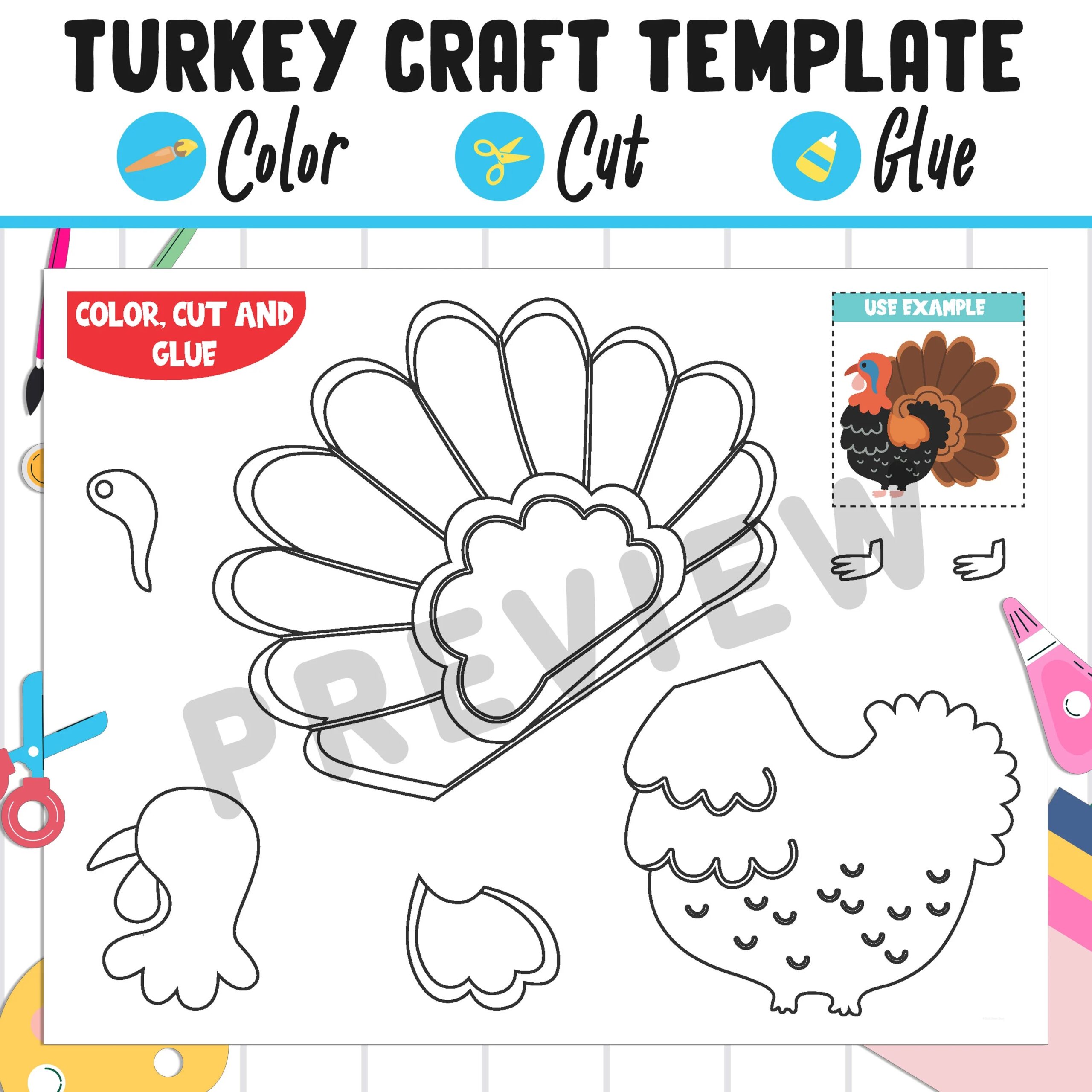 Turkey Craft Template Perfect Thanksgiving Activity For Prek To 