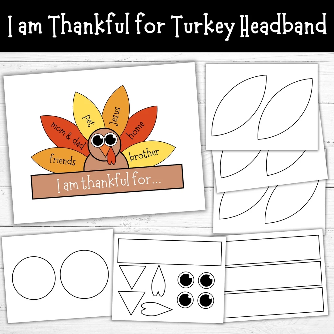 Turkey Headband Craft Turkey Hat Paper Crown Thanksgiving Turkey Headband Printable Turkey Headband Thanksgiving Crafts For Kids Etsy