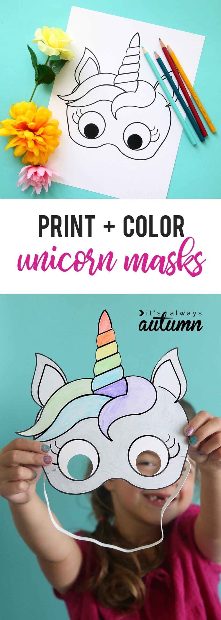 Unicorn Masks To Print And Color free Printable It s Always Autumn