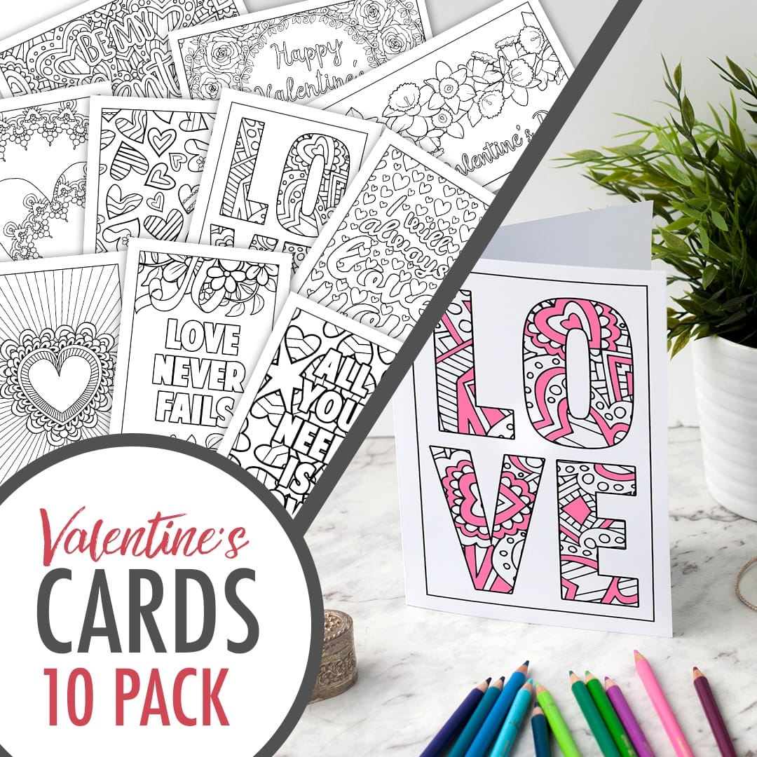 Valentine s Day Cards Set Of 10 Sarah Renae Clark Coloring Book Artist And Designer