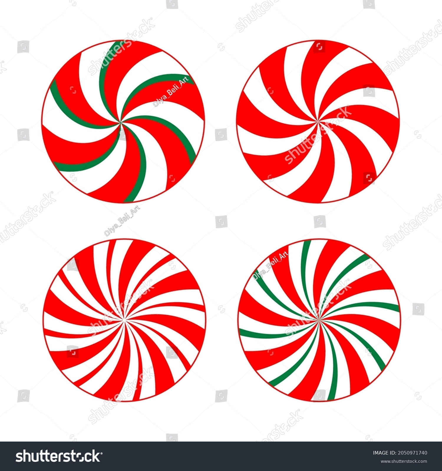 Vector Set Red Green White Peppermint Stock Vector Royalty Free 2050971740 Shutterstock