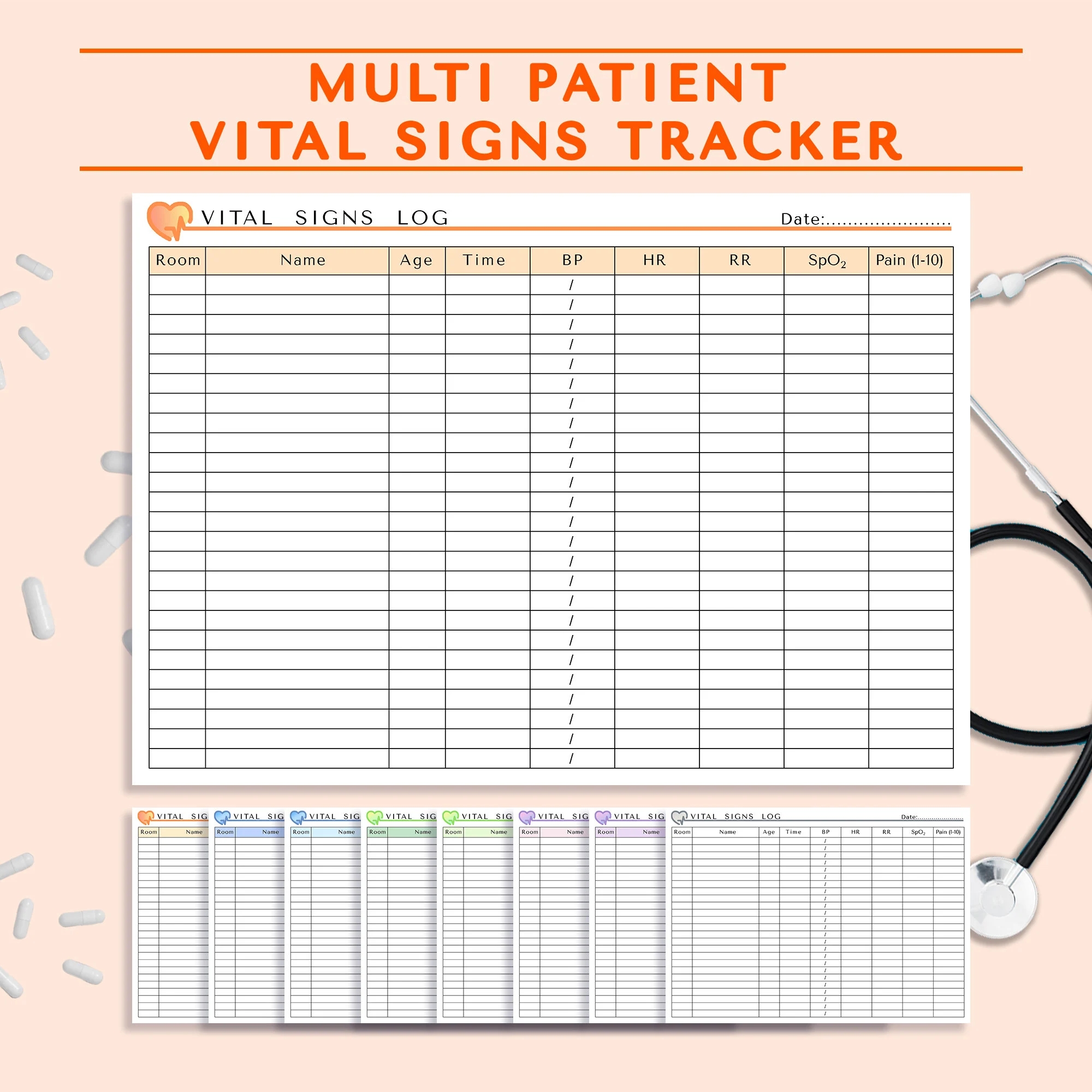 Vital Signs Log Nursing Vitals Sheet CNA Vitals Sheet Patient Vitals Tracker Vital Signs Sheet Vitals Signs Printable Vital Sign Paper Etsy