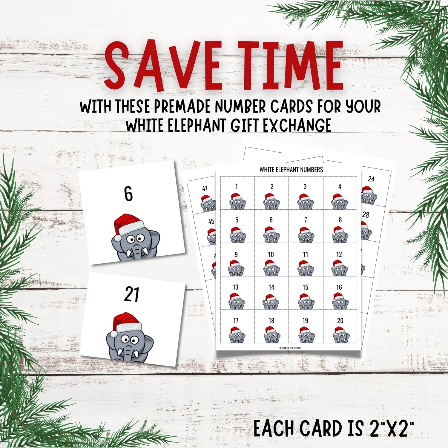 White Elephant Gift Exchange Printable Numbers Editable Download For White Elephant Gift Christmas Party Holiday Party Games PDF Payhip