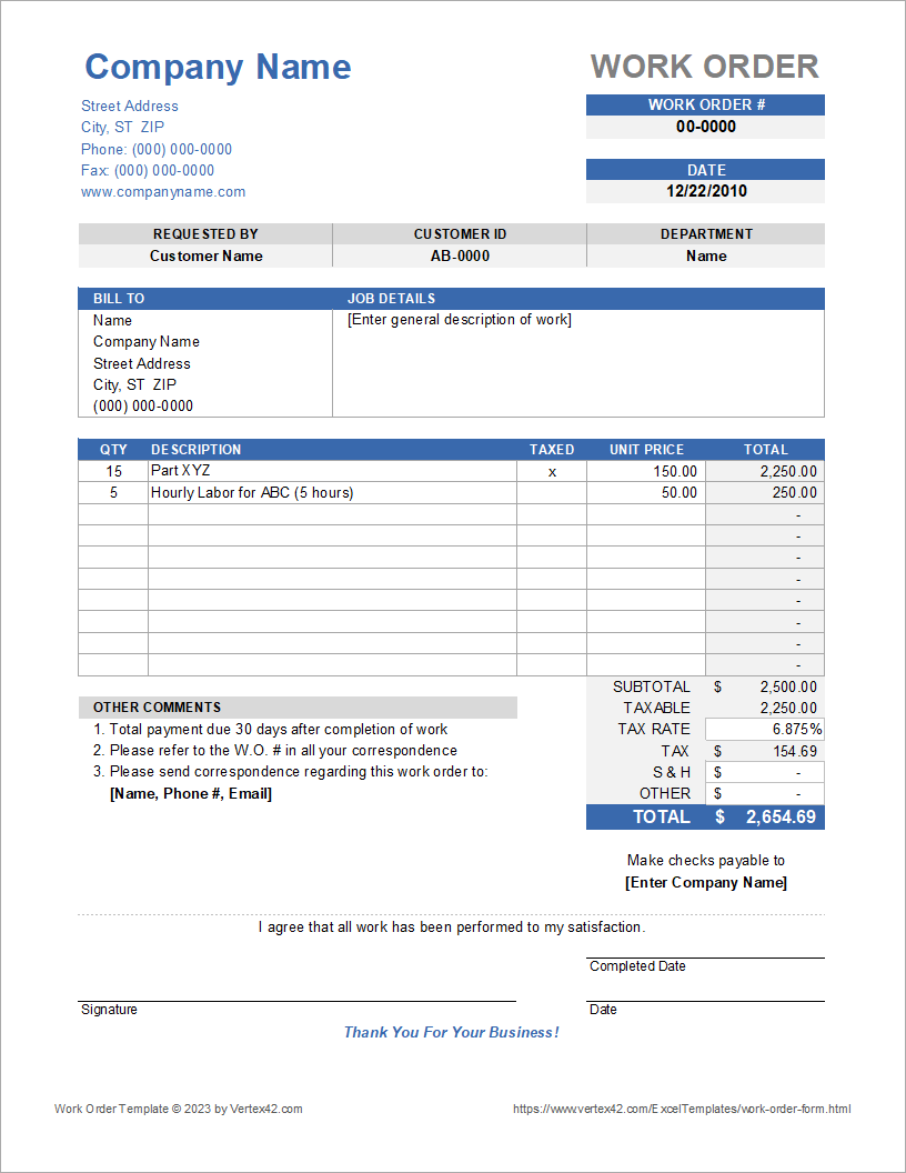 Free Printable Order Form Templates