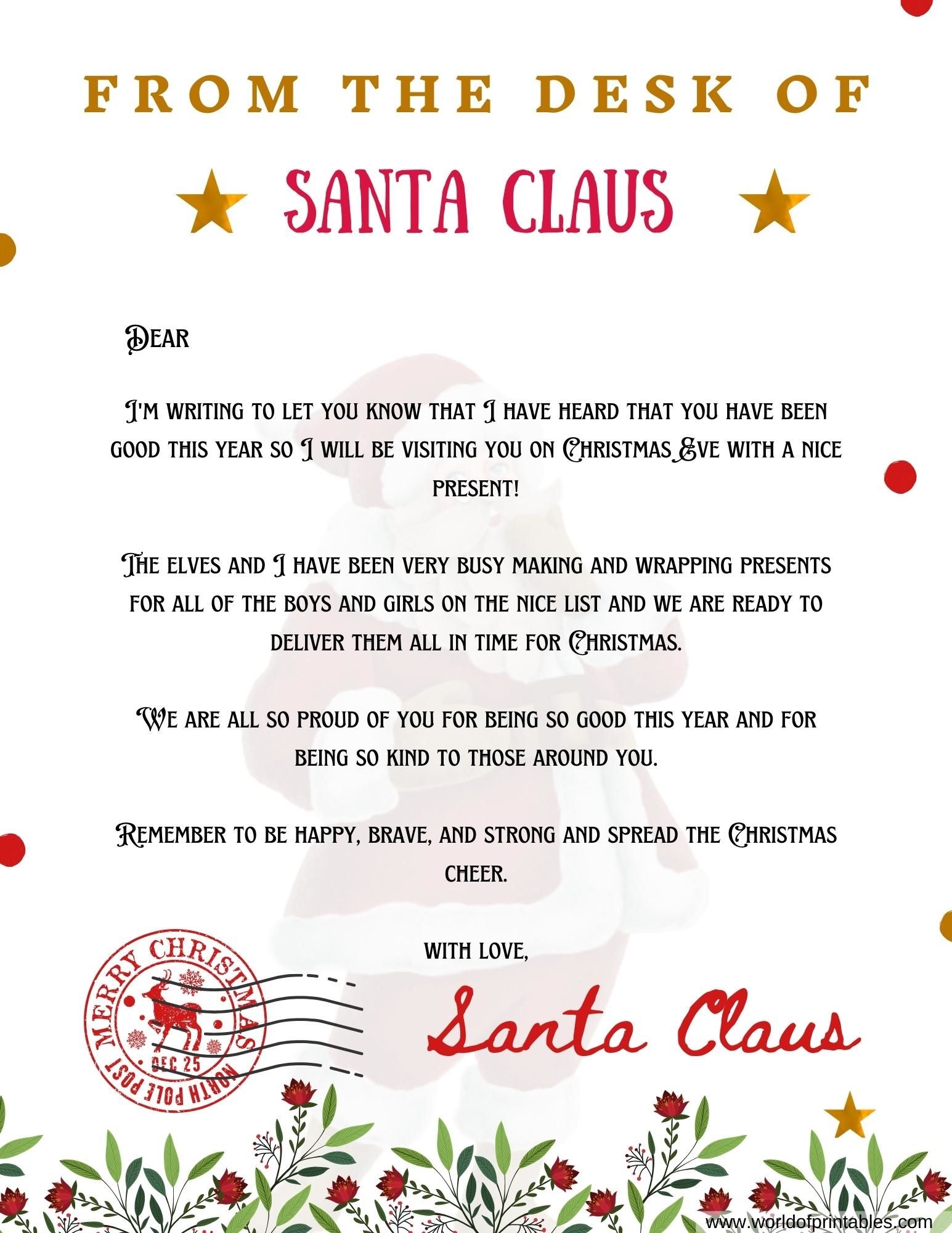 10 best free letter from santa templates world of printables