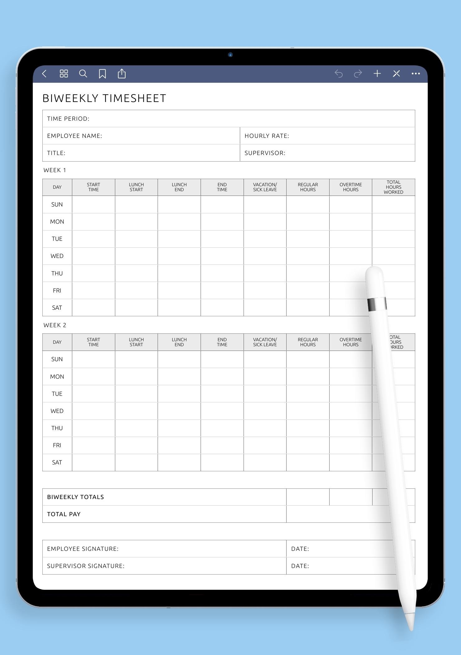 Free Printable Time Card Template