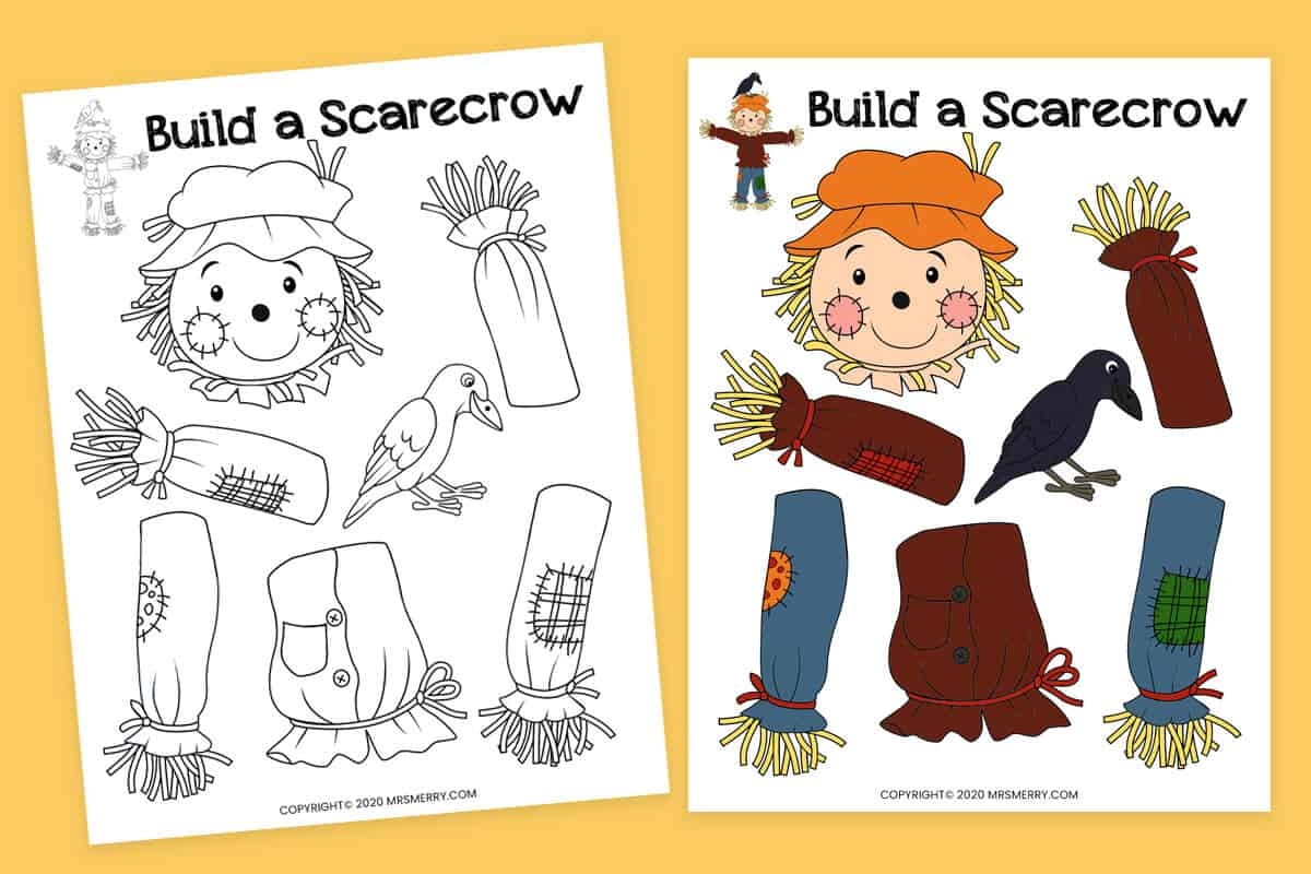 build a scarecrow printable fall kids activity mrs merry