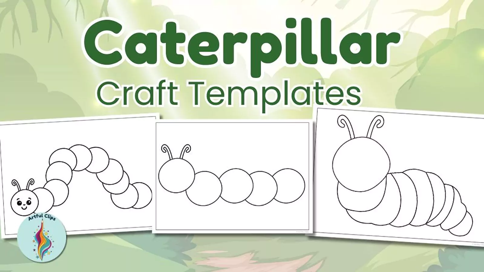 caterpillar outline set printable black and white templates