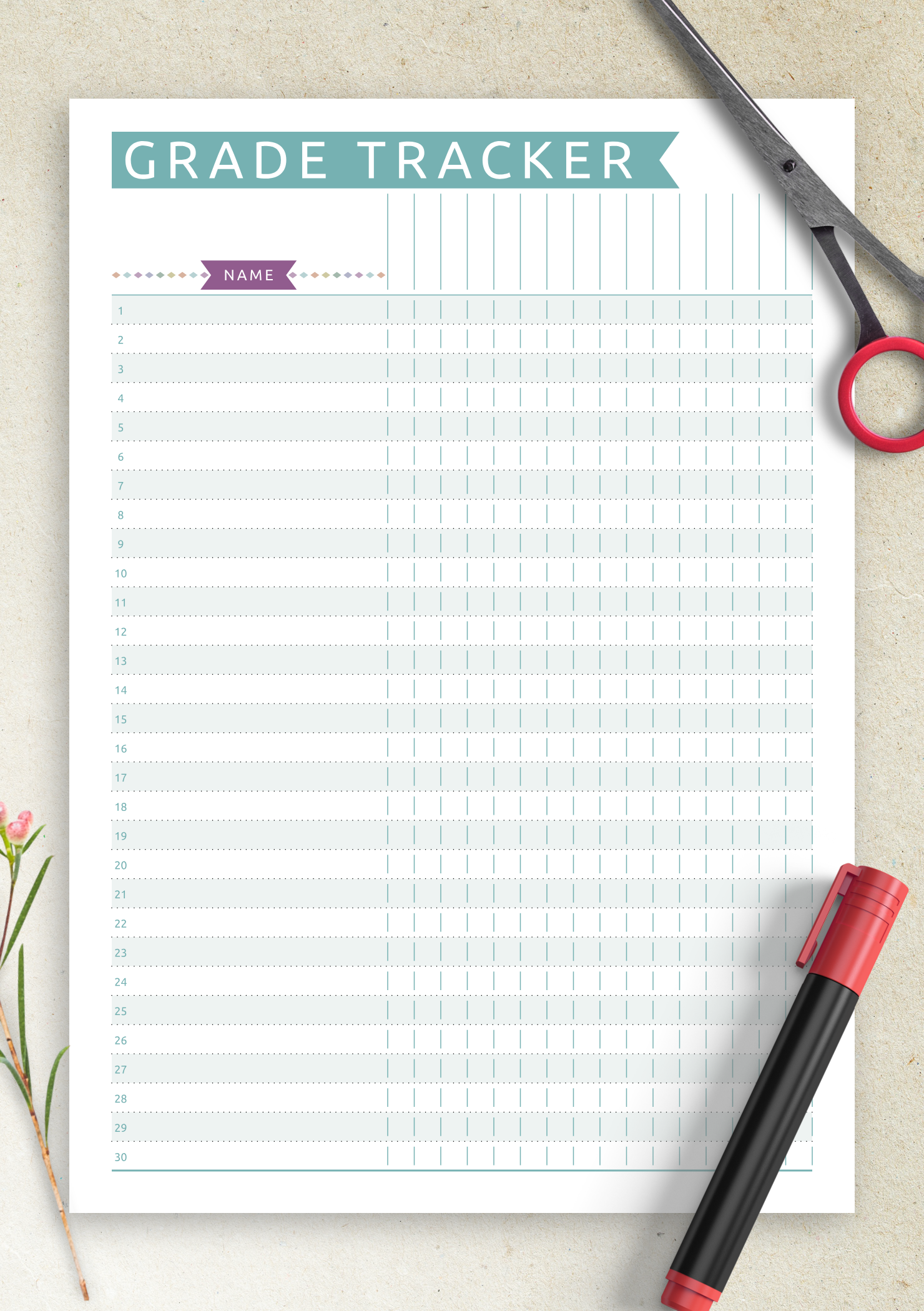 download printable gradebook template casual style pdf