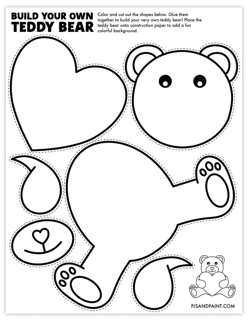 free printable build your own teddy bear craft pjs and paint