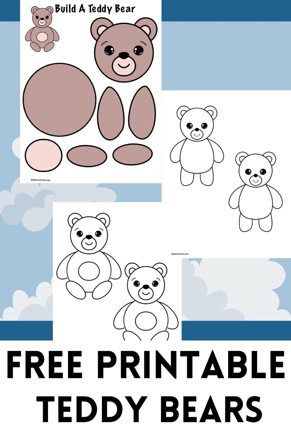 free printable teddy bear outline for kids crafts
